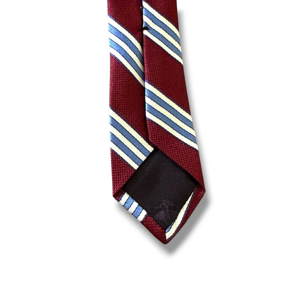 Brooks Brothers 346 Burgundy Blue Stripe Neck Tie NWT 100% Silk